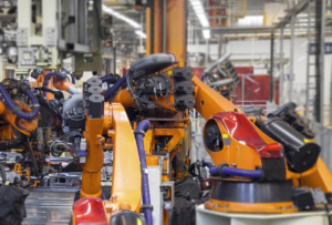 Manufacturing robotic assembly line